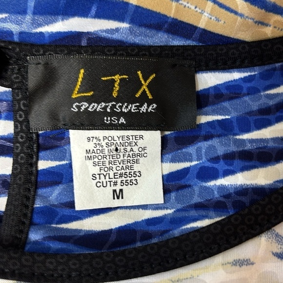 LTX Sportswear USA BACK GEM BUTTON Blue and White Patterned Dress M - Picture 7 of 9